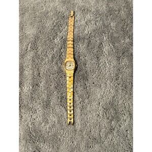 Vintage Timex Square Silver Dial Analog Wristwatch Gold Metal Bracelet wind up